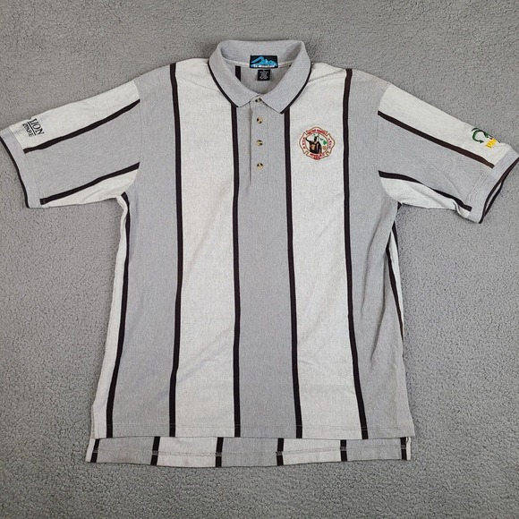 Metro Chiefs Honolulu Polo Shirt Mens XL Gray 2002 Vintage Striped‎ Tri Mountain - Picture 1 of 14